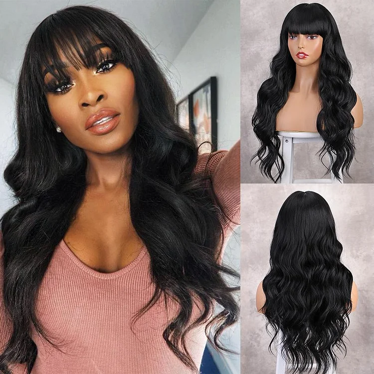 Ombre Red Long Body Wavy Natural Mini Lace Front Wigs-elleschic