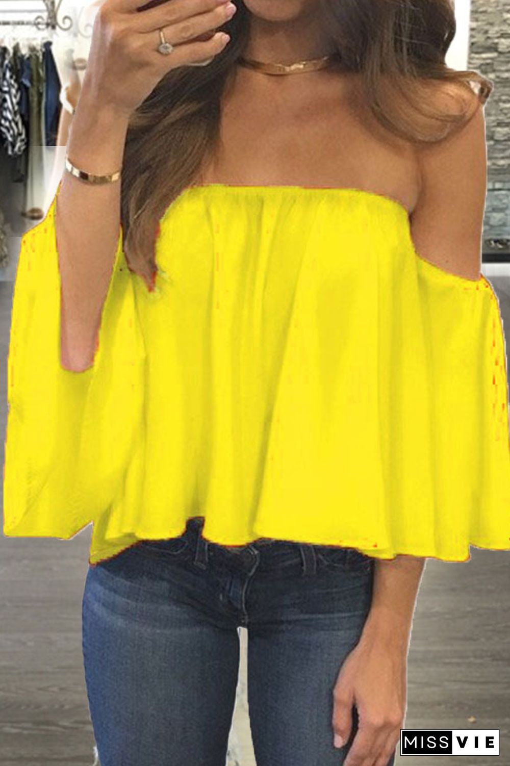 Fashion Casual Solid Patchwork Strapless Tops(8 Colors)