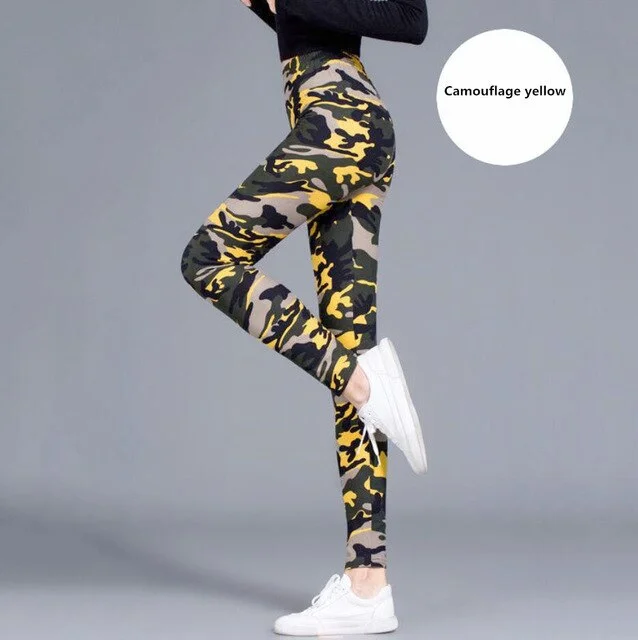 CUHAKCI New Brands Women Leggings High Elastic Skinny Camouflage Legging Spring Autumn Leggins Slimming Women Leisure Pant
