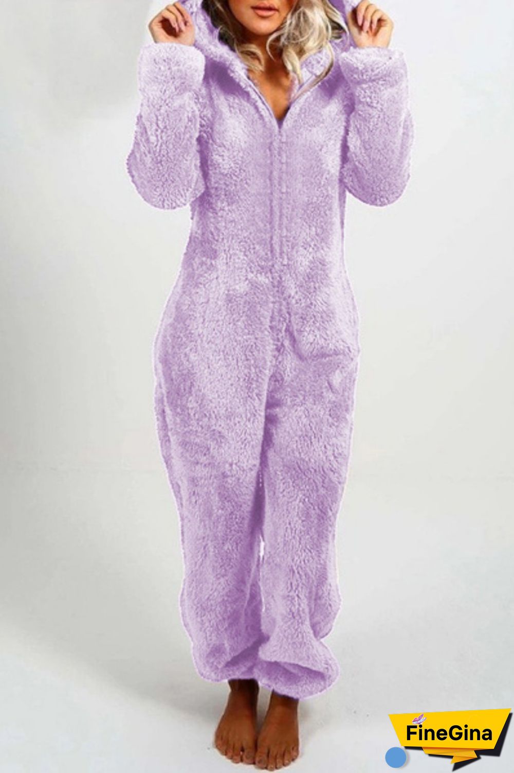 Yellow Casual Living Solid Patchwork Hooded Collar Regular Jumpsuits