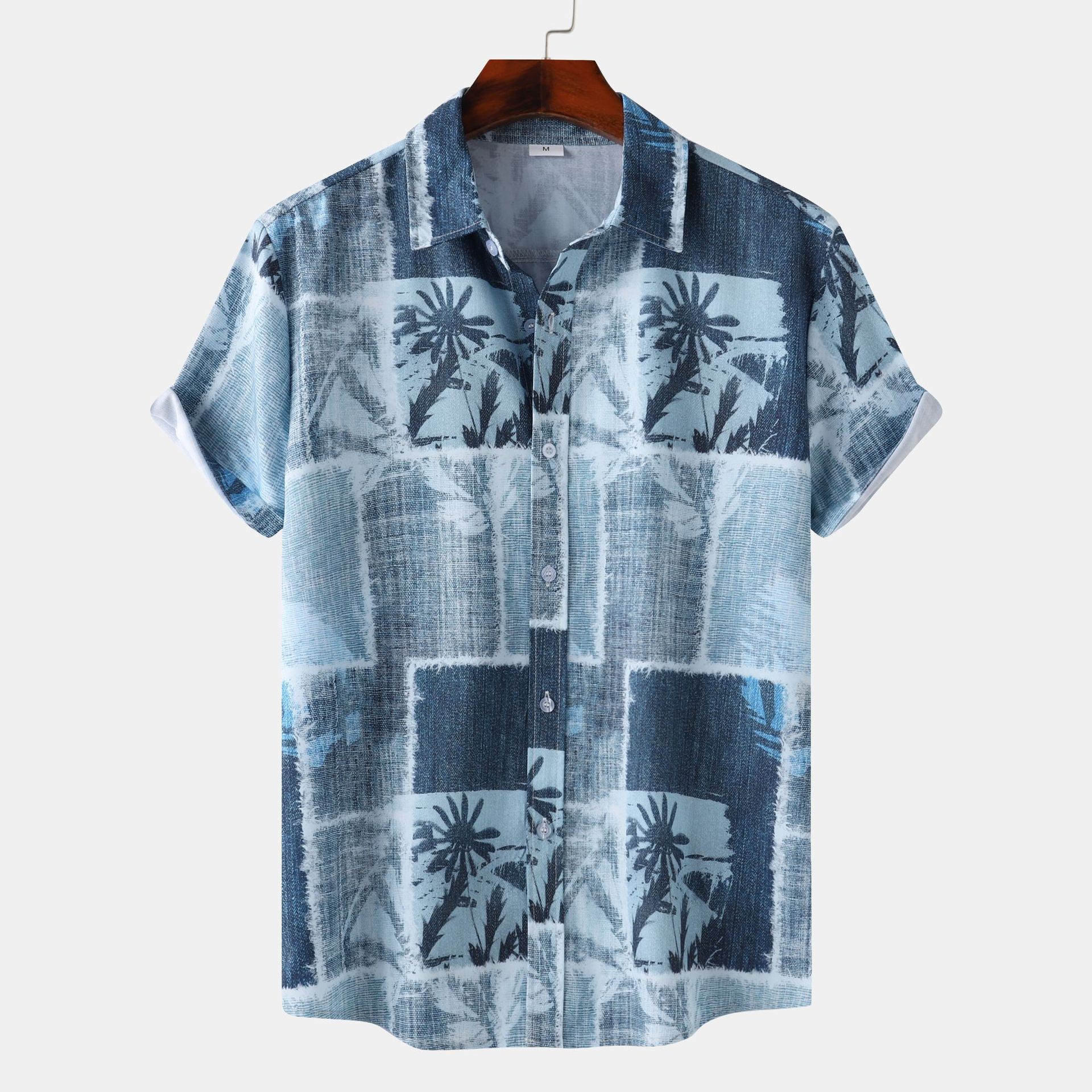 Men's casual and fashionable Hawaiian beach vacation printed short sleeved shirt PLUSCLOTHESMAN