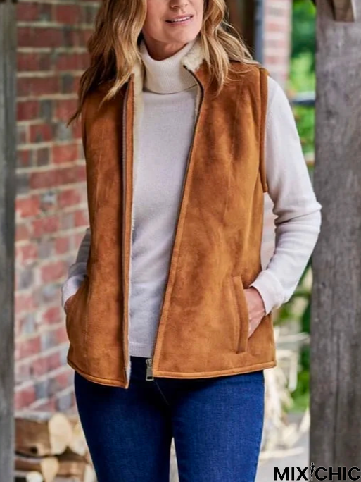 Stand Collar Suede Boho Jacket