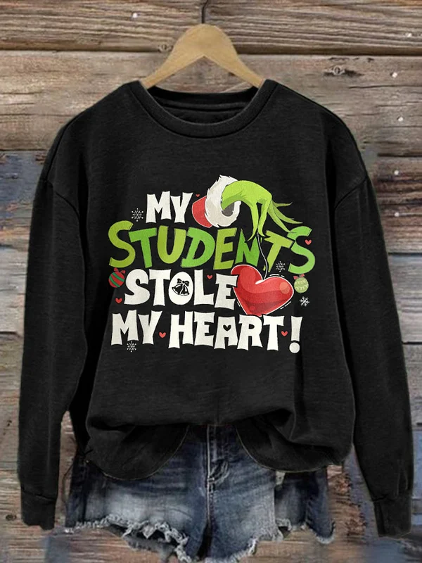 Women's My Students Stole My Heart Printed Sweatshirt - BSRTRL0083