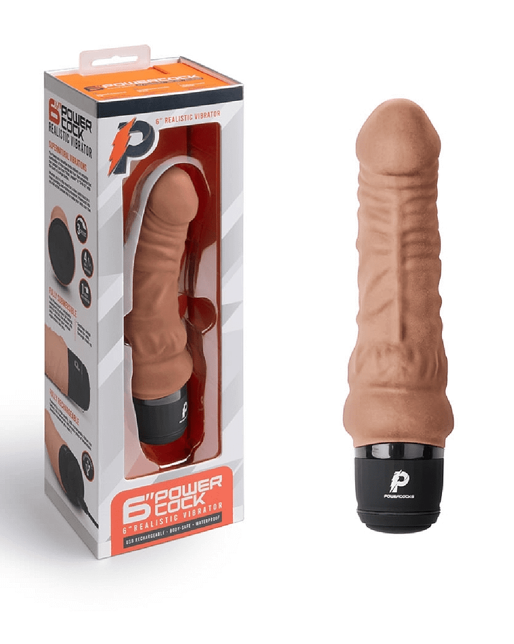 Pornhint Powercocks 6 Inch Realistic Vibrating Dildo - Caramel