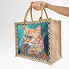 DIY Diamond Painting Linen Waterproof Handbag Shopping Storage Bag Totes Kit(with 2pcs diamond painting)