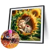 Diamond Painting-DIY Full Round Drill Sunflower Bunny(40*40 CM)