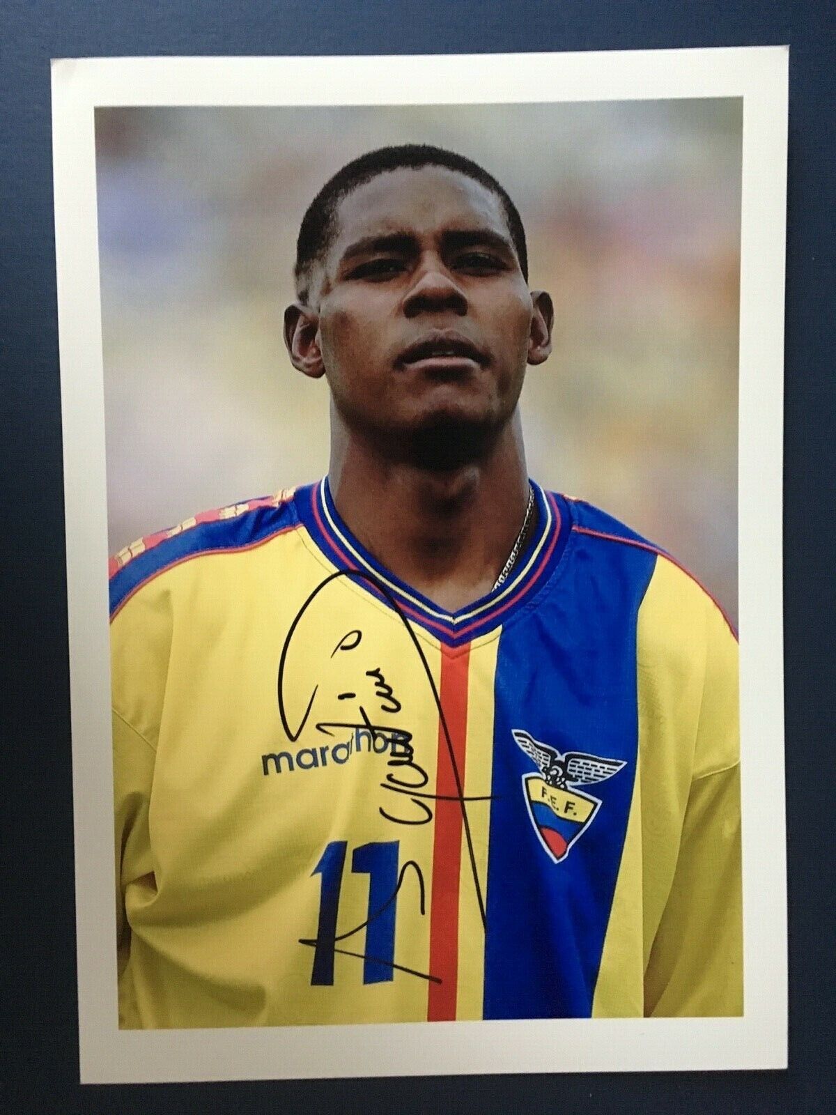 AUGUSTIN DELGADO - ECUADOR INTERNATIONAL FOOTBALLER - SUPERB SIGNED Photo Poster painting