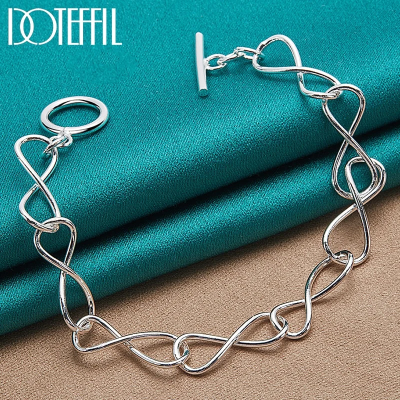 925 Sterling Silver OT Buckle Bracelet Chain For Women Man Jewelry