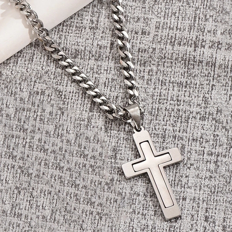 Casual Hip-Hop Cross Stainless Steel Titanium Steel Plating Pendant Necklace