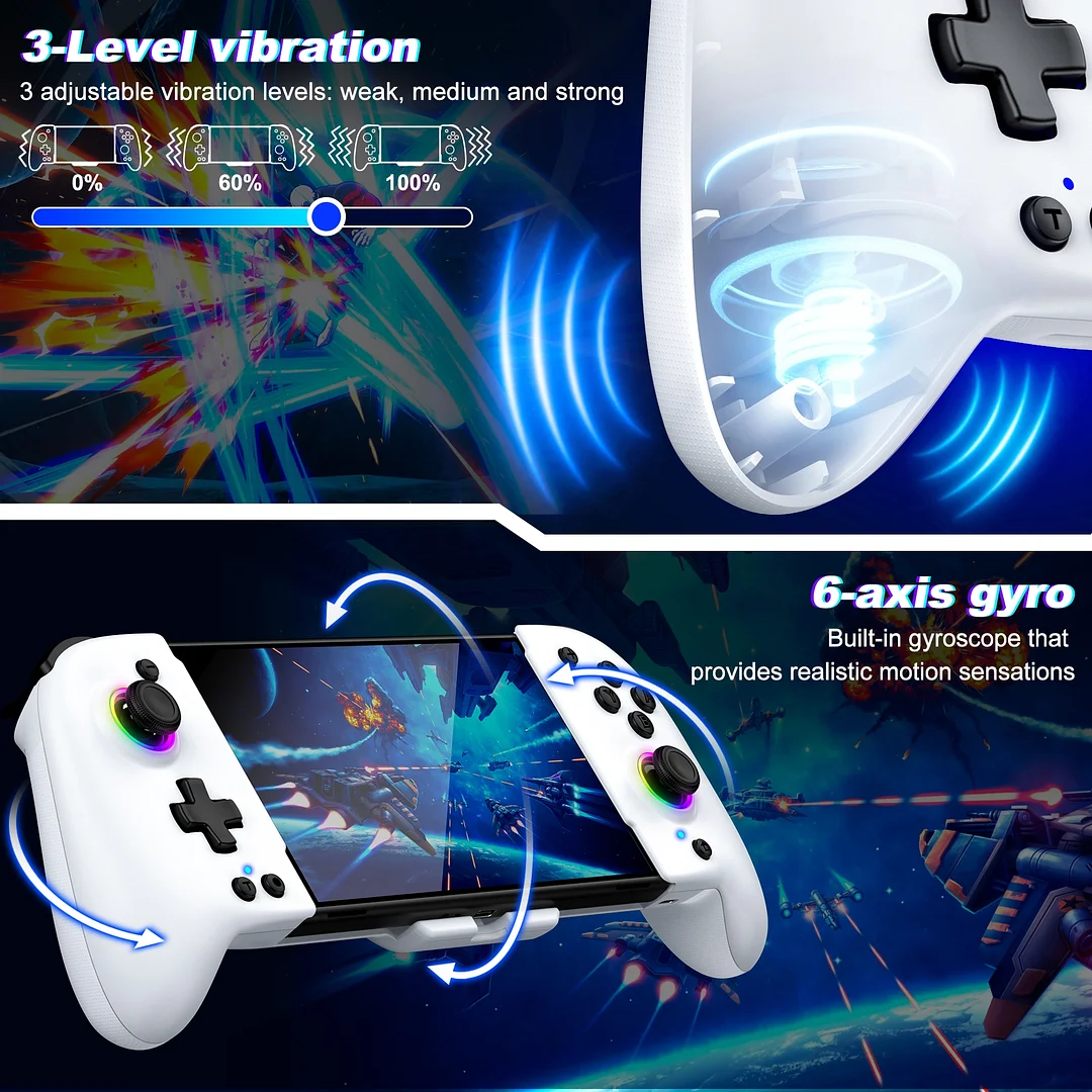 Switch Controller for Switch/Switch OLED, QQV One-Piece Joypad Controller Replacement for Switch Pro Controller, Switch Controllers Remote with Adjustable TURBO,RGB