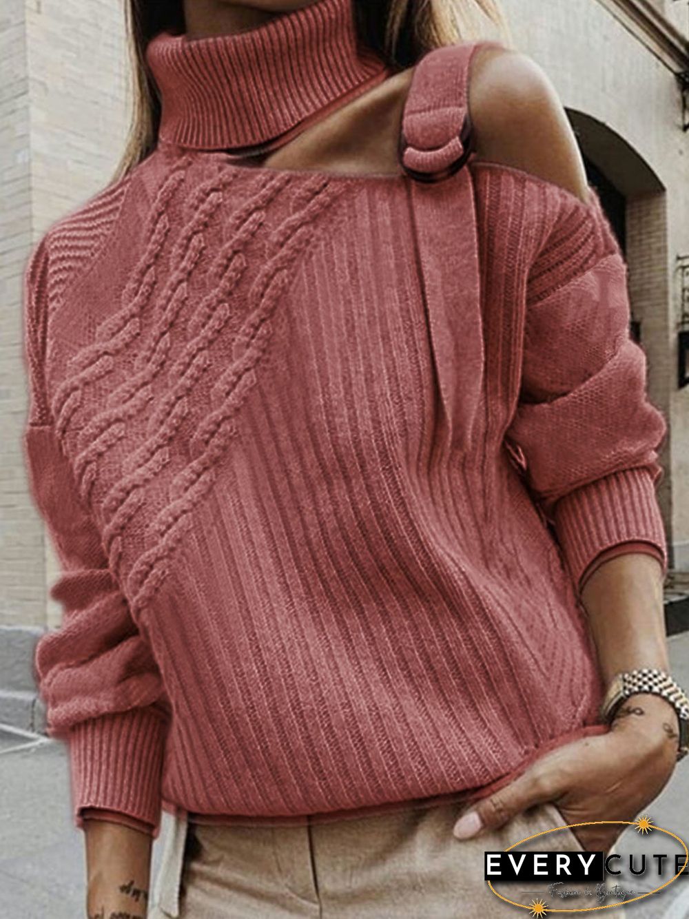 Plus Size Plain Long Sleeve Casual Sweater