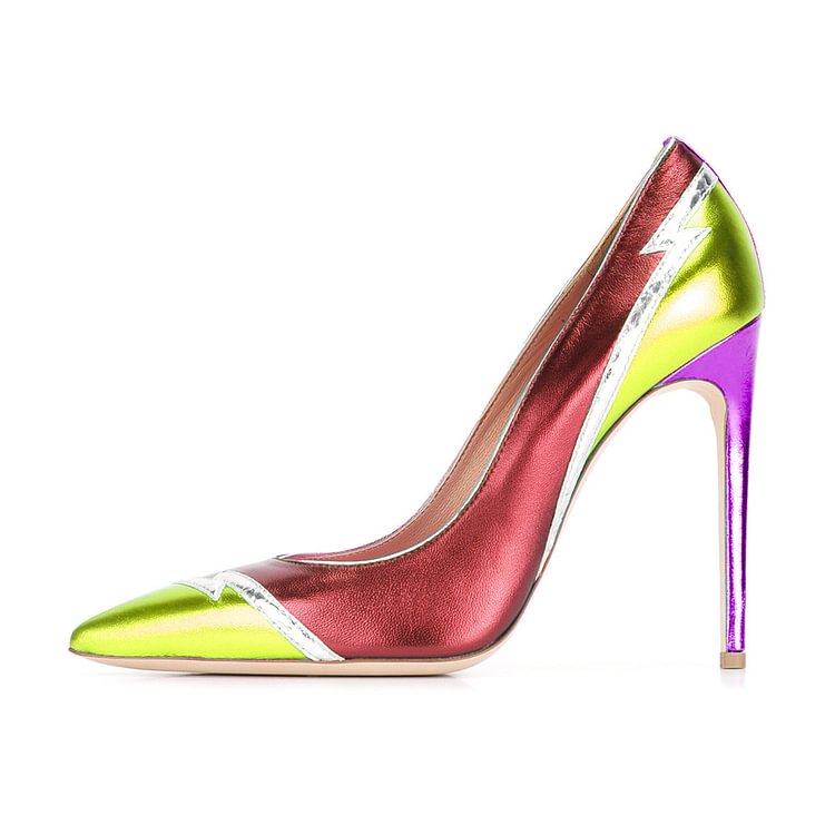 Multi-color Stiletto Heels Pointy Toe 5 Inch High Heel Pumps |FSJ Shoes