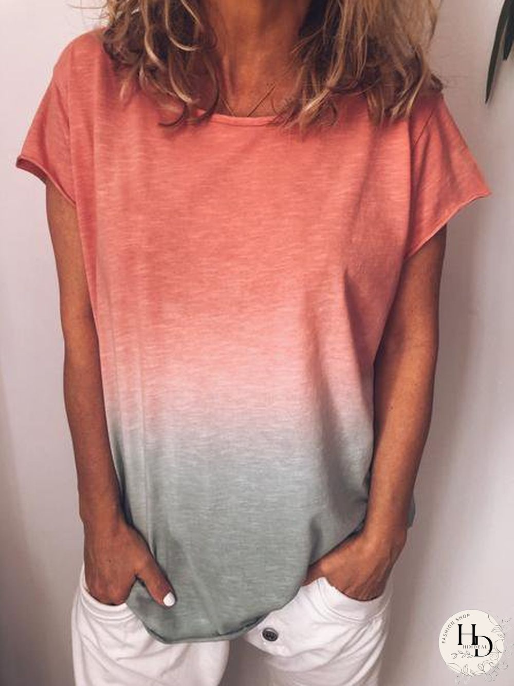 Women Cotton Crew Neck Plus Size Casual Short Sleeve T-shirt