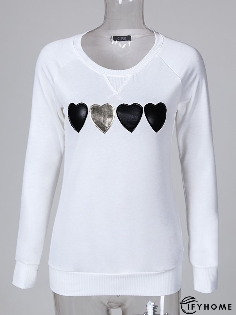 Long Sleeve Basic Crew Neck Geometric Sweatshirts | IFYHOME