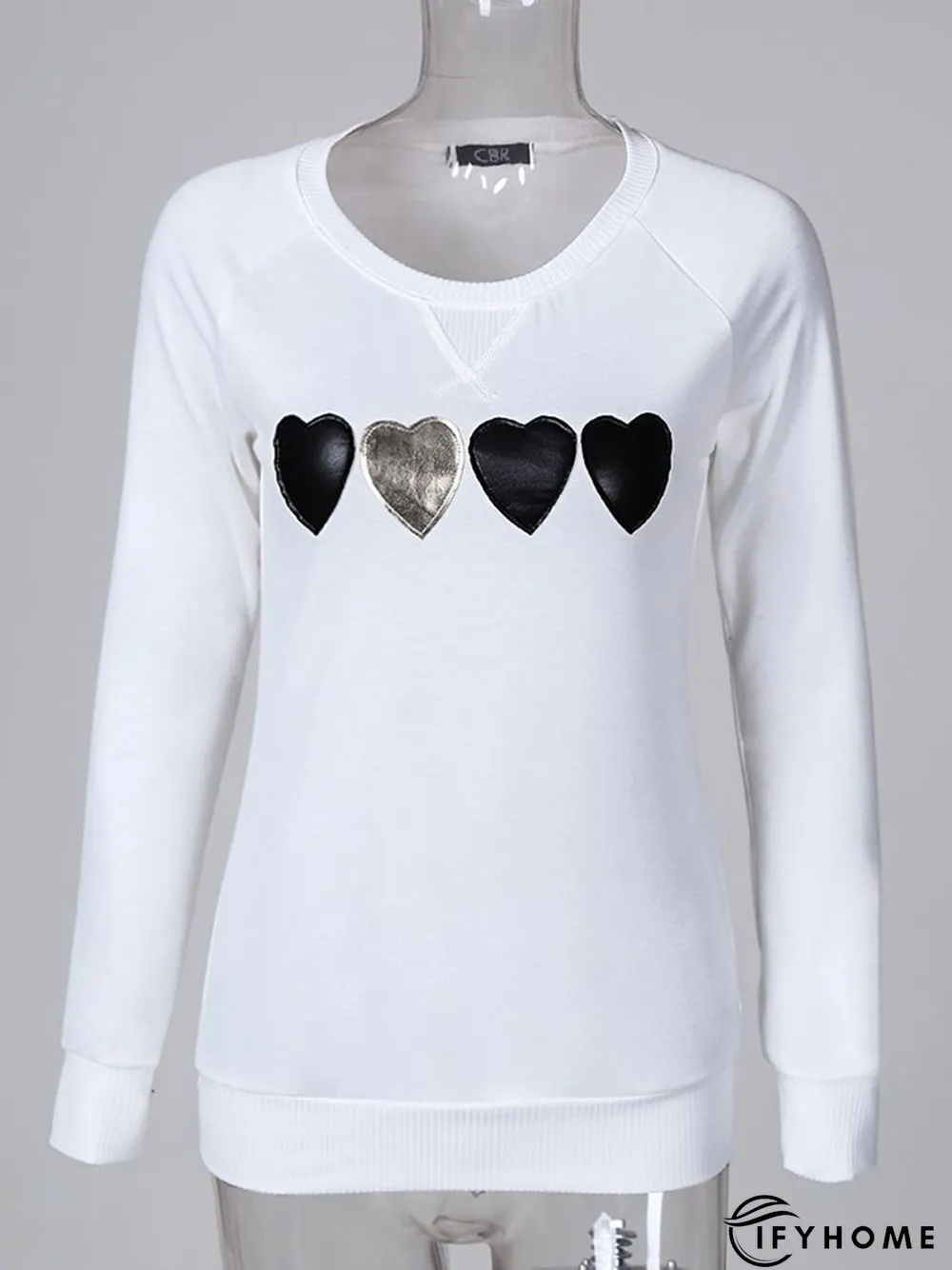 Long Sleeve Basic Crew Neck Geometric Sweatshirts | IFYHOME