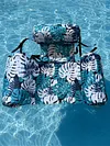 PVC Inflatable Floating Loungers with 3 Airbags Stylish Leaf Print Pool Lounger Stitch Reinforcement Maple Pattern Floating Recliner for Pool Beach Summer Water Play