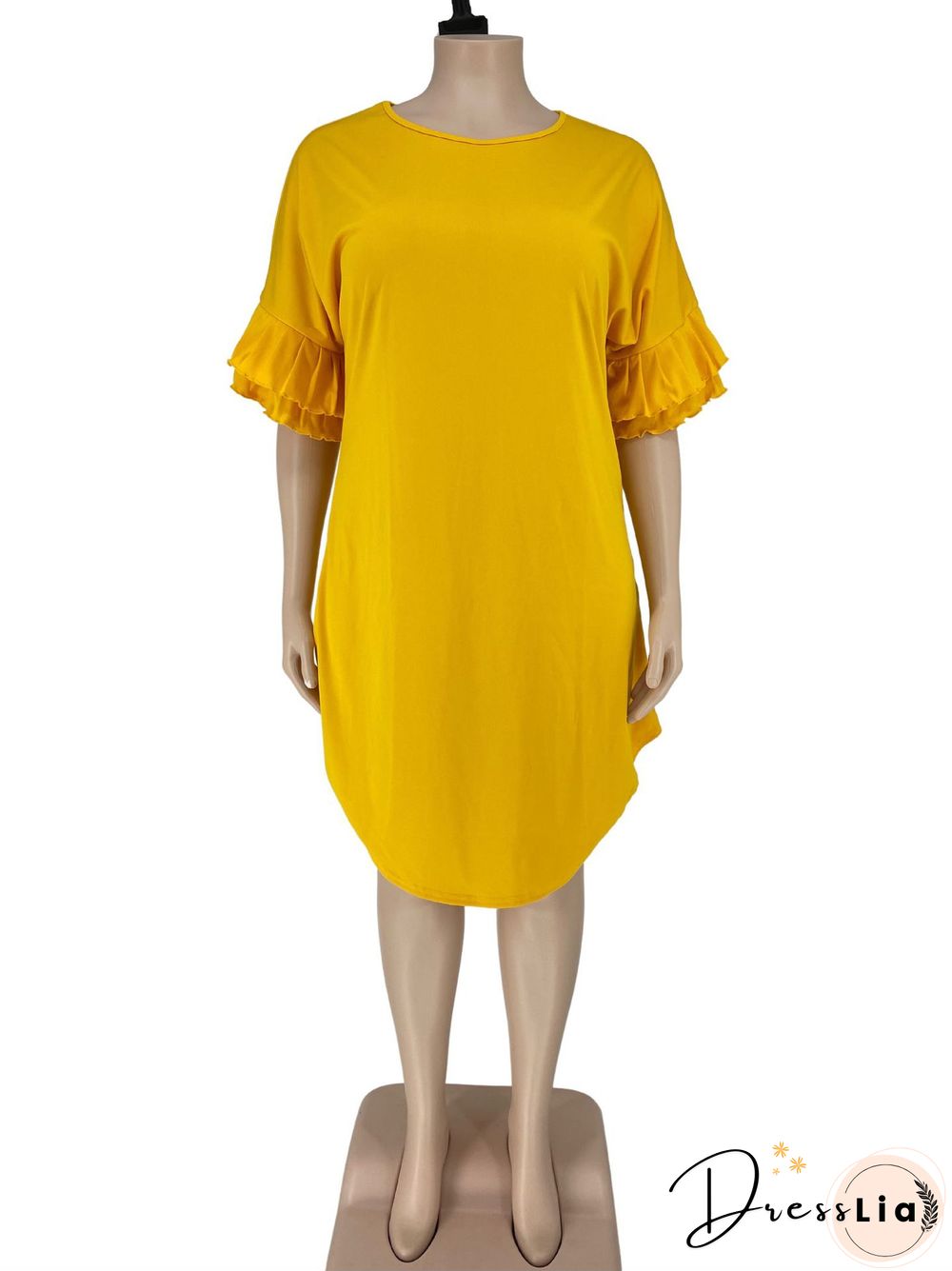 Ruffle Short Sleeve Loose Plus Size Dresses