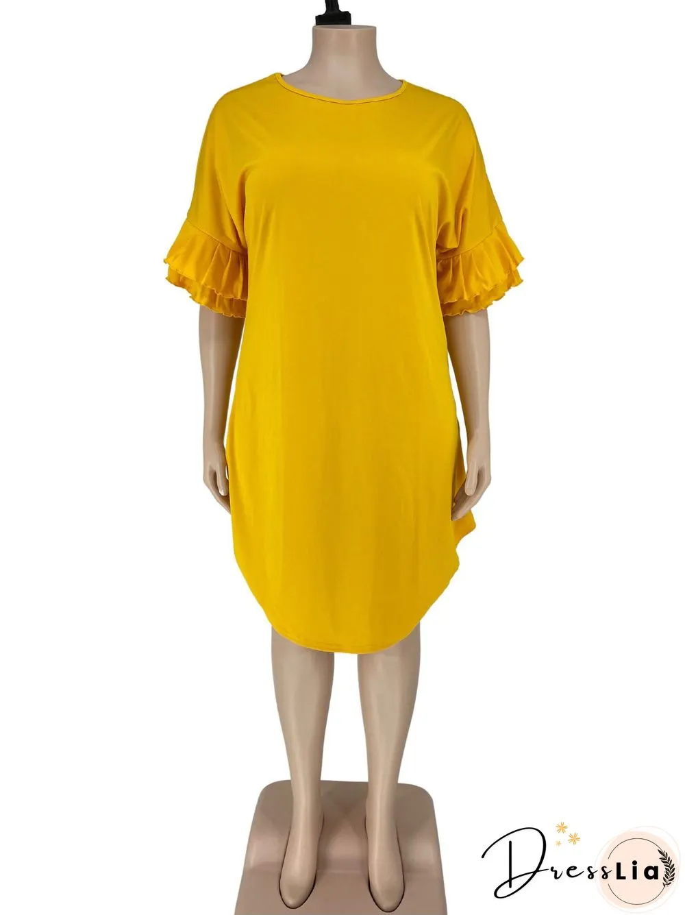 Ruffle Short Sleeve Loose Plus Size Dresses