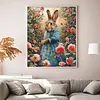 Rose Dress Rabbit Full 18CT DIY Stamped Cross Stitch Kits for Adults Home Decor 40x50cm