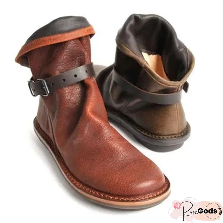 Plus Size Round Toe Solid Boots
