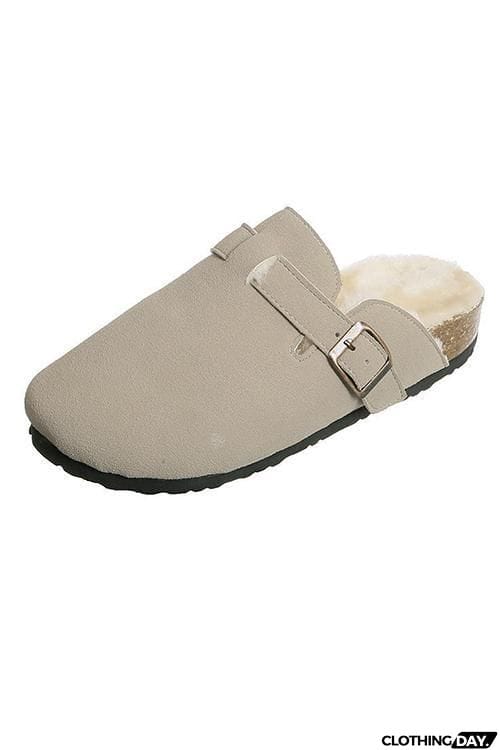 Shearling Suede Clogs Mules