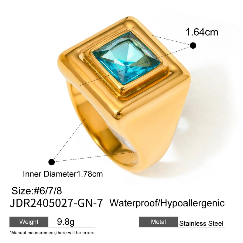 IG Style Color Block 316 Stainless Steel  Zircon Inlay Rings