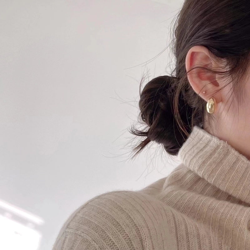 1 Pair Minimalist Solid Color Sterling Silver Ear Studs