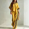 Women's Elegant Plus Size Loose Short Sleeve Shirt Top & Pants Two-Piece Suit Set