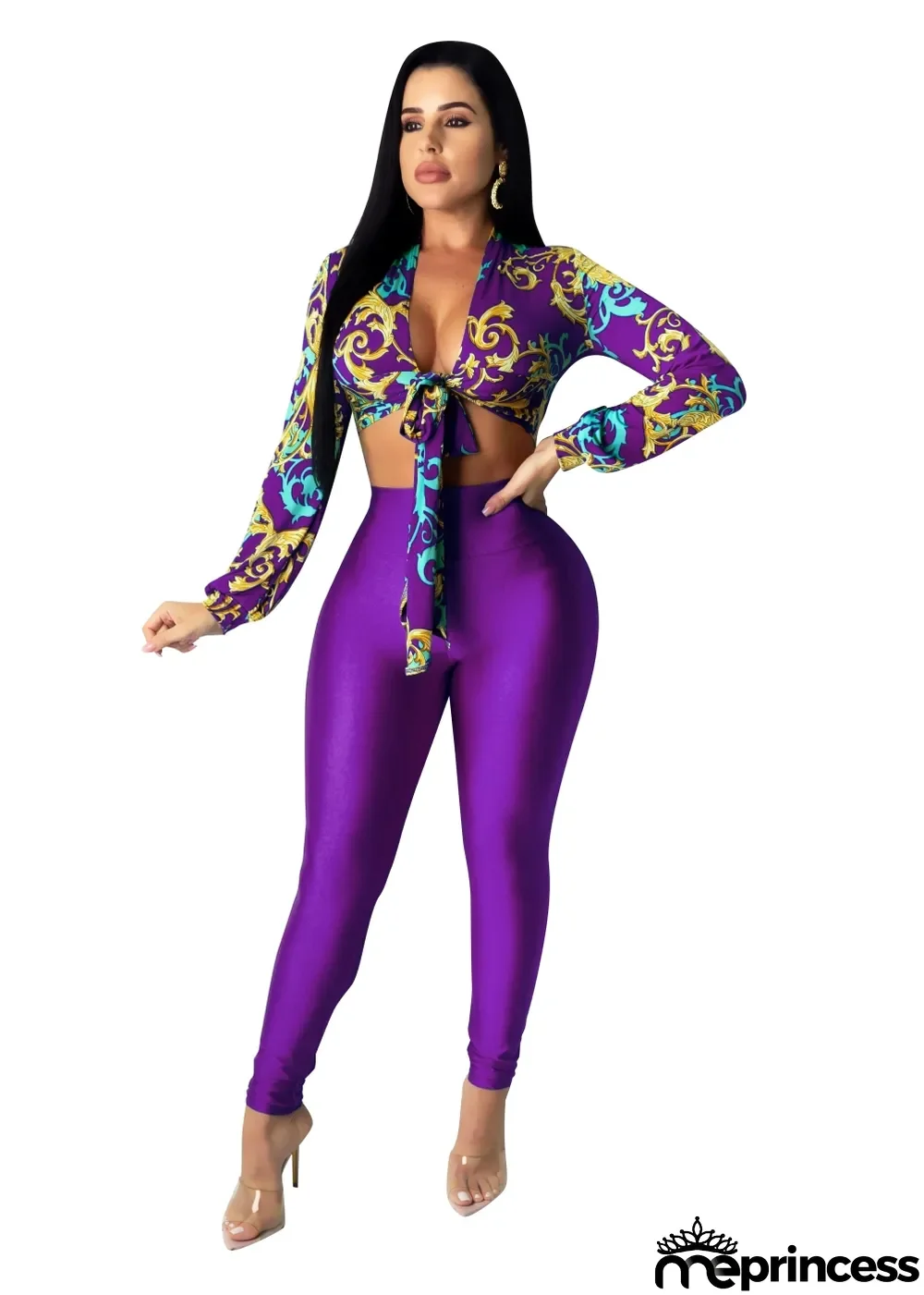 Sexy Print African Crop Top and Pants Set