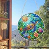 (Upgrade Size)DIY Diamond Painting Art Double Sided Effect Pendant Colorful Stained Glass Hanging Ornament Kit(Sea Turtle)