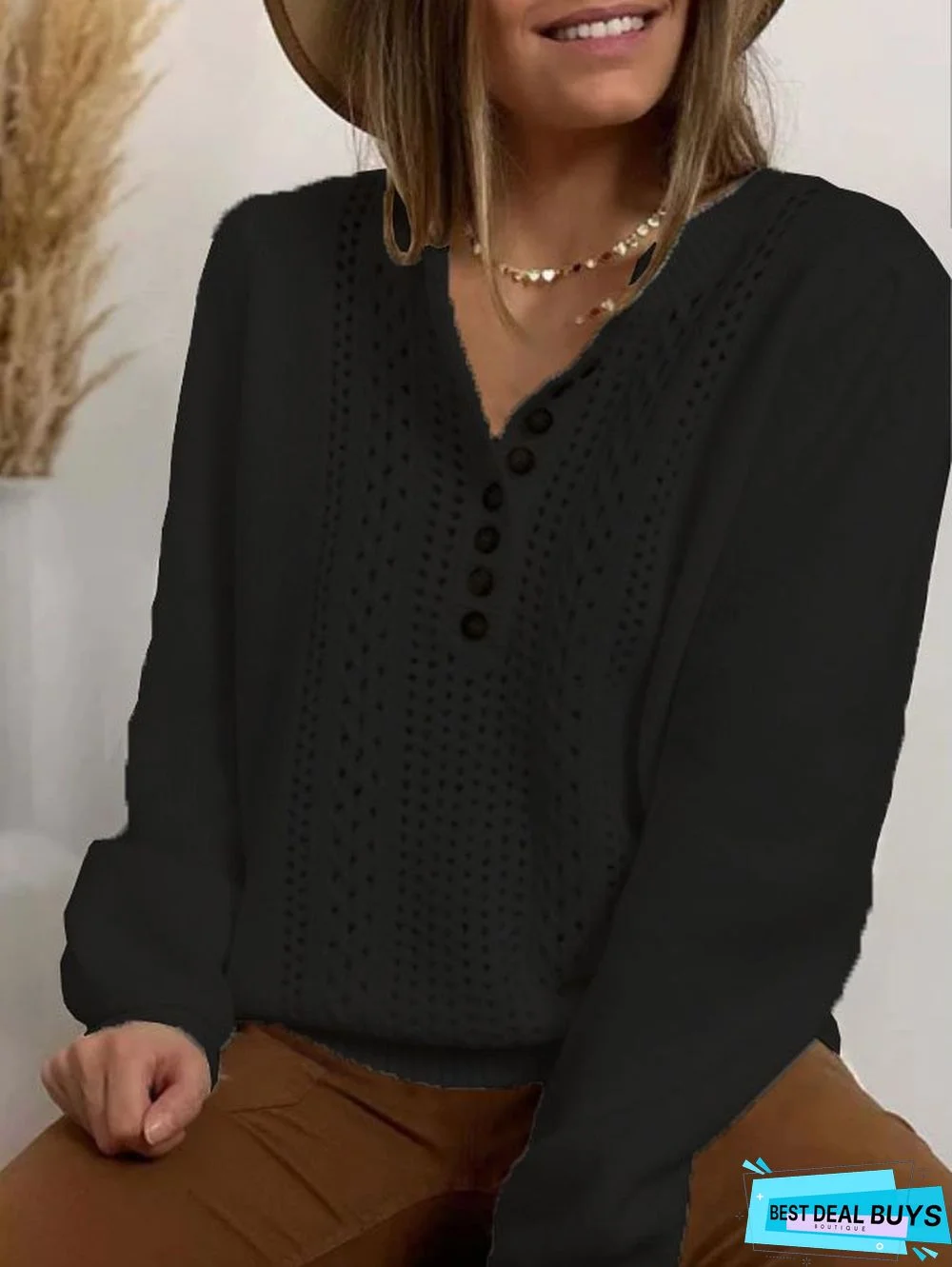 Long Sleeve  Cotton-blend  Crew Neck Casual  Winter  White Knit