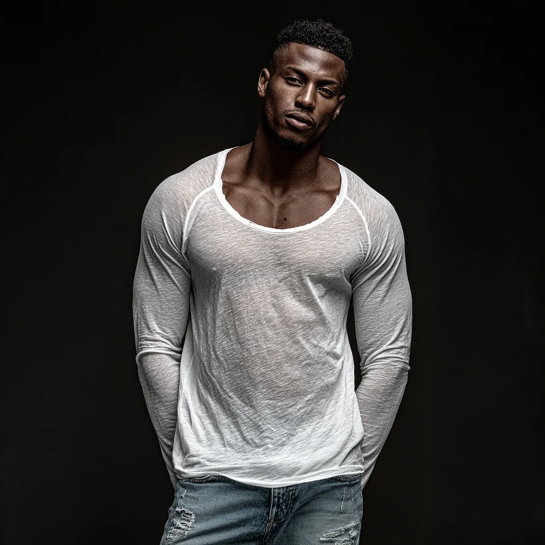 Men's Casual, Comfortable, Basic Pure Cotton T-shirt, Crew Neck, Raglan Long-sleeved Top-inspireuse