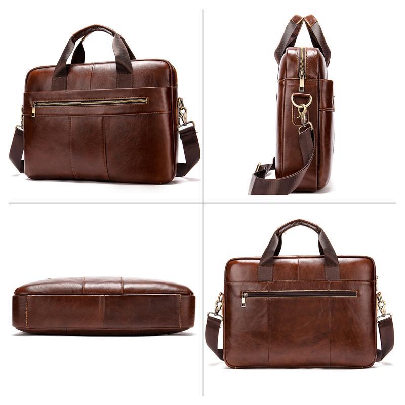 Mens Business Briefcase Vintage Leather Shoulder Bag