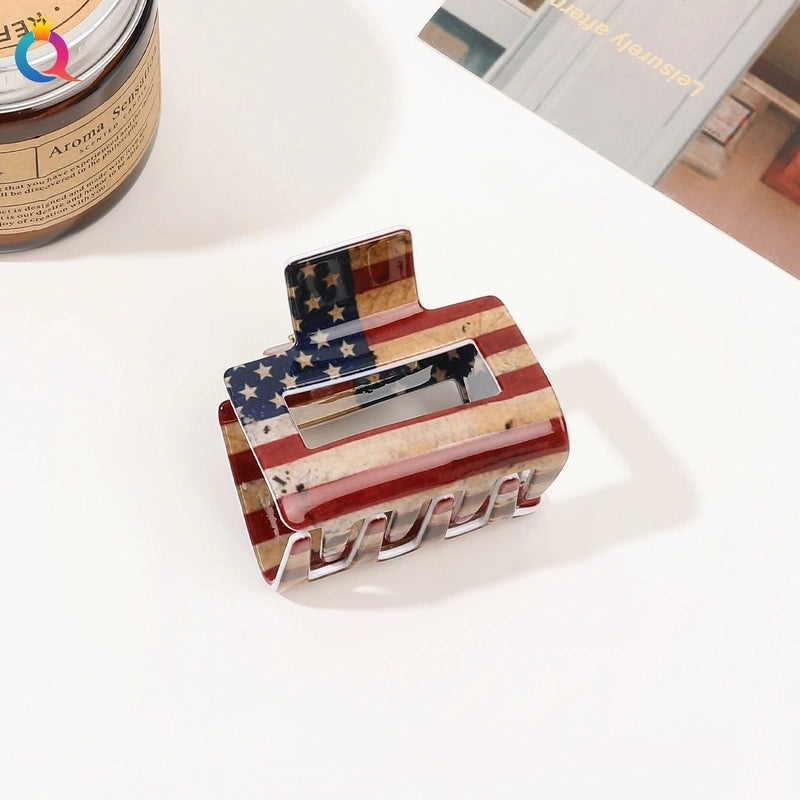Women’s Casual Minimalist National Flag Arylic Hollow Out Hair Claws