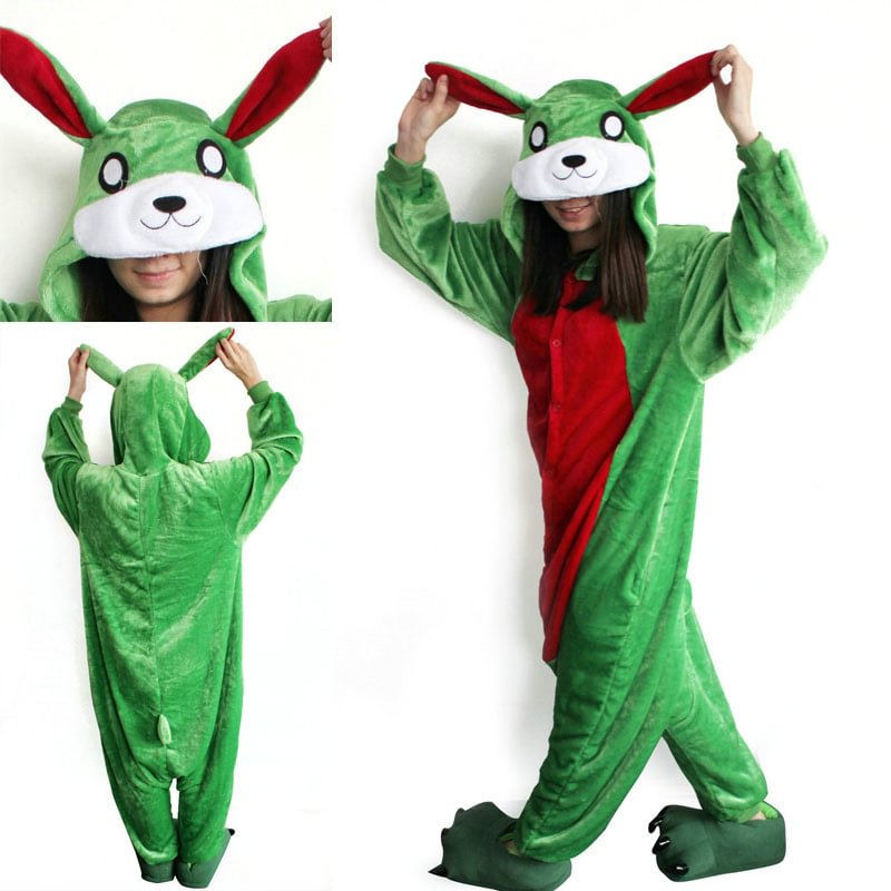 Green Rabbit Onesies Hoodie Pajamas Animal Costume Kigurumi-Pajamasbuy