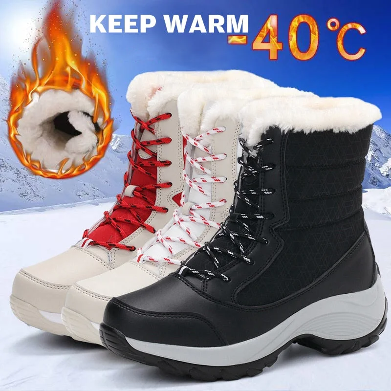 Women Winter Fur Warm Snow Boots Ladies Warm wool booties Ankle Boot Comfortable Shoes plus size 42 Casual Women Mid Boots