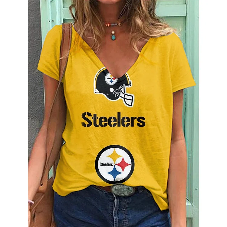 Pittsburgh Steelers Lightweight Short Sleeve V-Neck T-Shirt