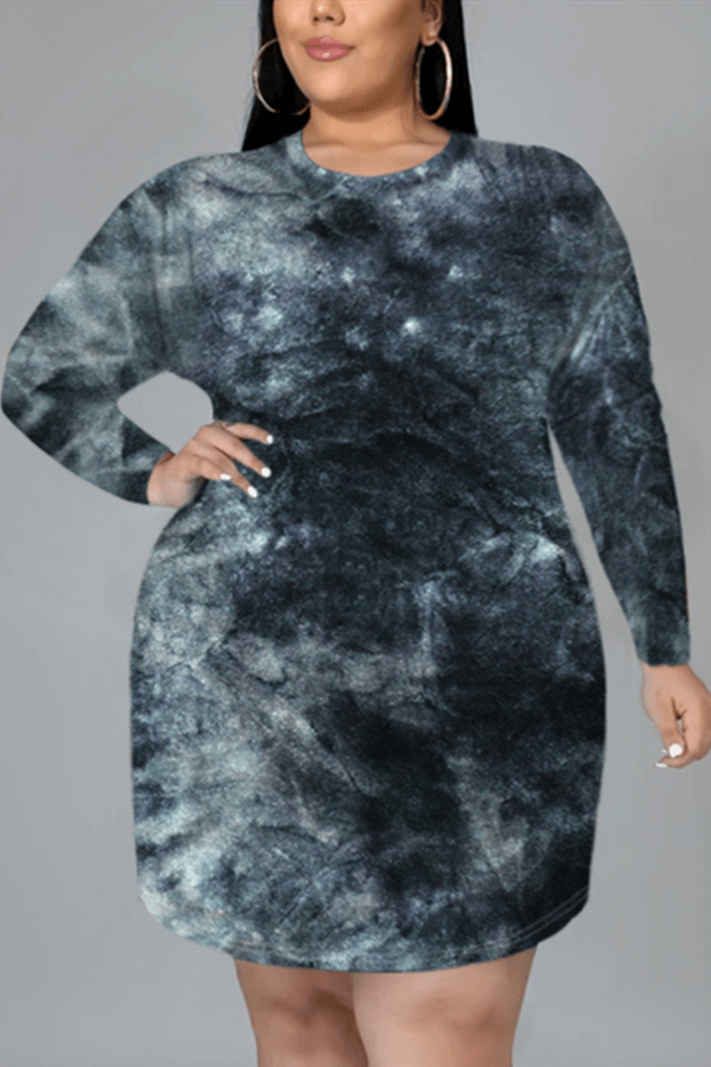 Fashion Casual Regular Print Plus Size Dress