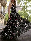 Floral Printed Backless Condole Belt Maxi Dresses