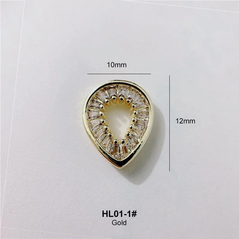 10pcs/lot 3D Hollow Drop Square Love Frame Alloy Nail Art Zircon Metal Manicure Nails Accessories Supplies Decorations Charms