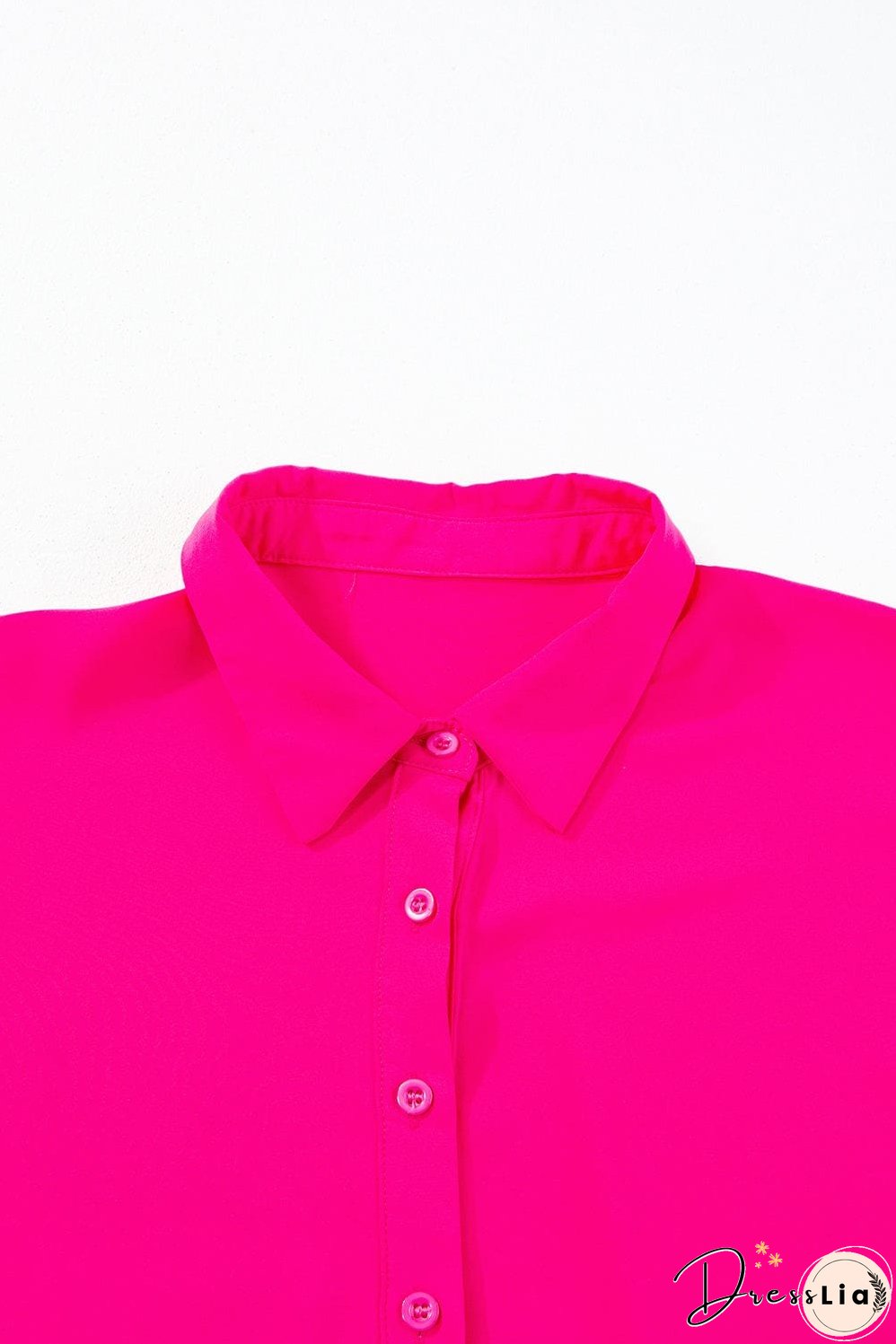 Elegant Rose Balloon Sleeve Maxi Shirt Dress