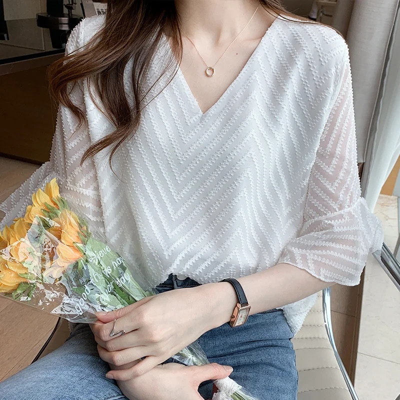 Toloer Toloer Chiffon Shirt Short-Sleeved Women's Summer Dress 2023 New Fashion Small Shirt Flared Sleeve Top-Outfit Ideas