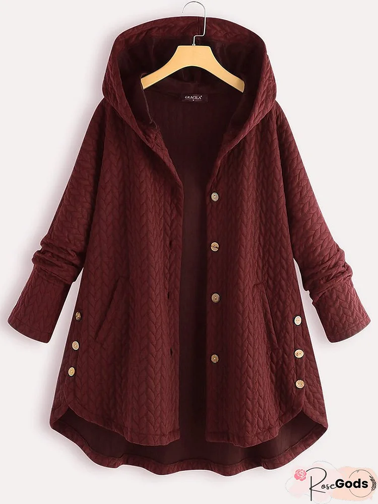 Women Vintage Solid Long Sleeve Hoodie Sweater Coat