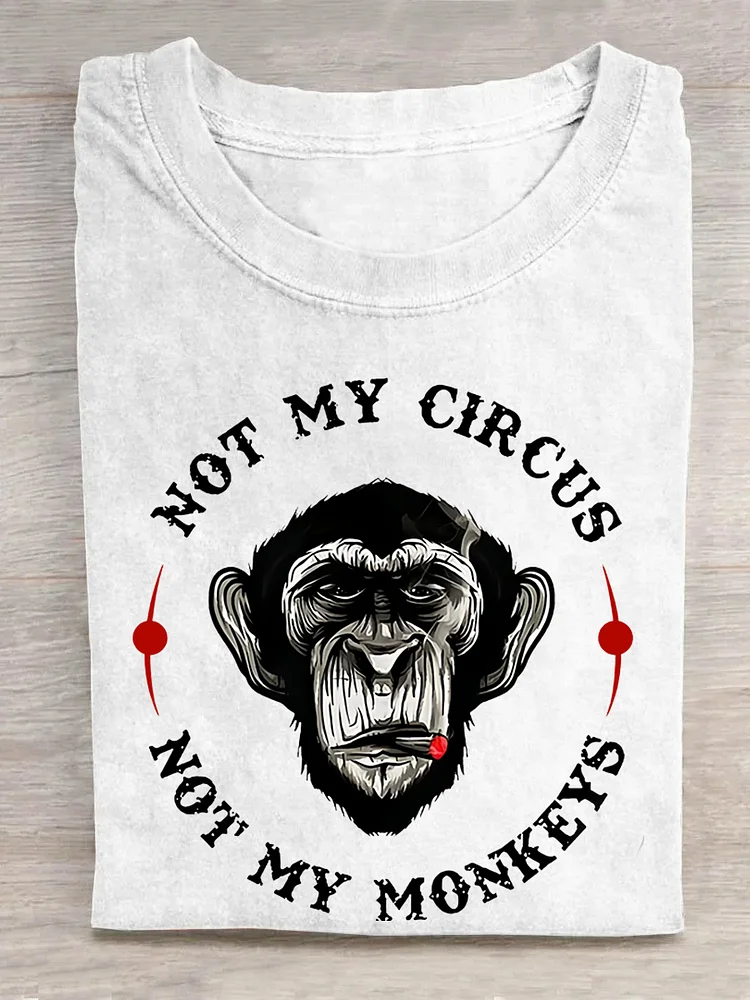 Teecade Teecade Not My Circus Not My Monkeys Print Short Sleeve T-shirt