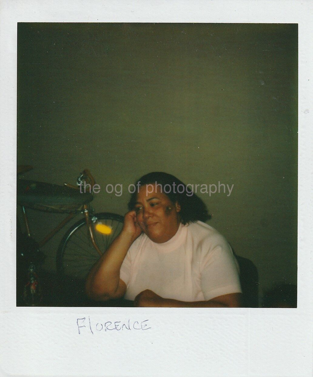 Florence BIKE Vintage POLAROID Found Photo Poster paintingWoman COLOR 85 26 K