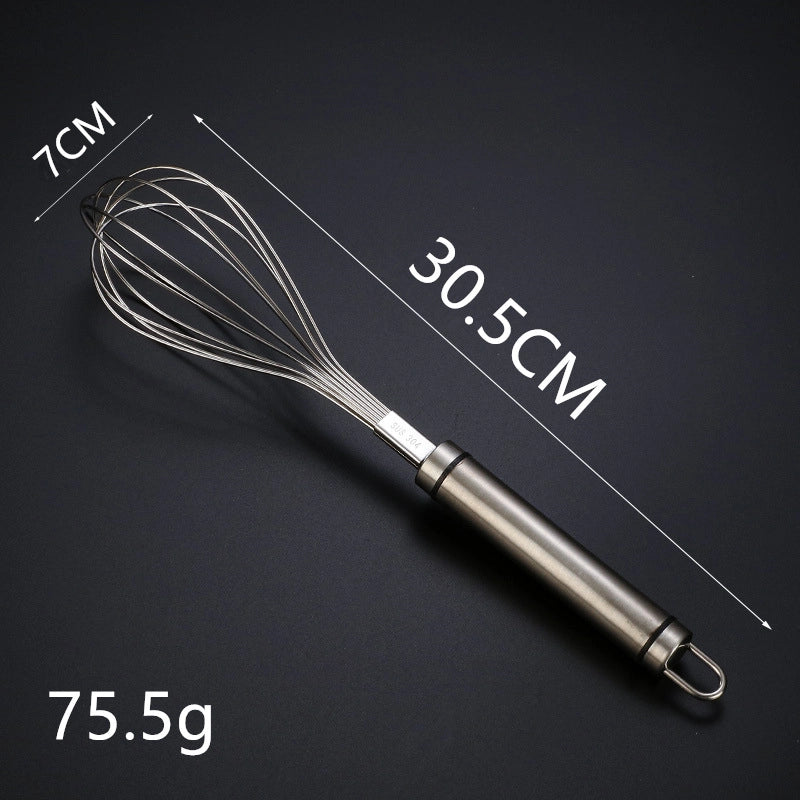 304 Stainless Steel Egg Beater Manual Thickening Manual Mixing Rod And Noodle/egg Whisk Lengthened Baking Tool