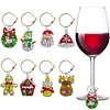 8PCS DIY Diamond Painting Art Santa Wine Glass Charms Snowman Wreath Pendant Kits
