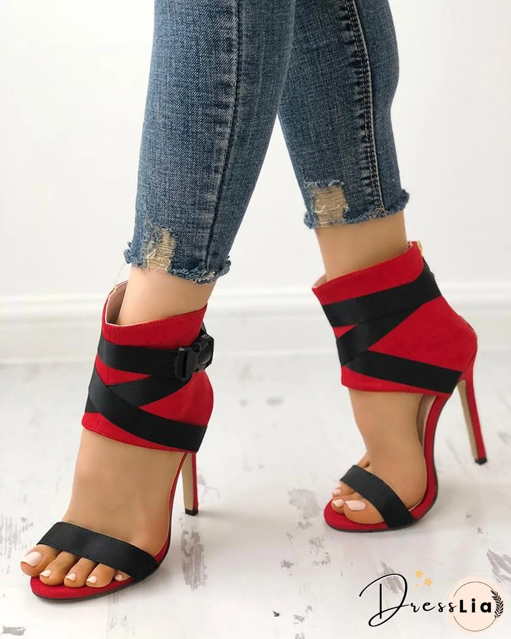 Splicing Bandage Peep-toe High Heeled Sandals