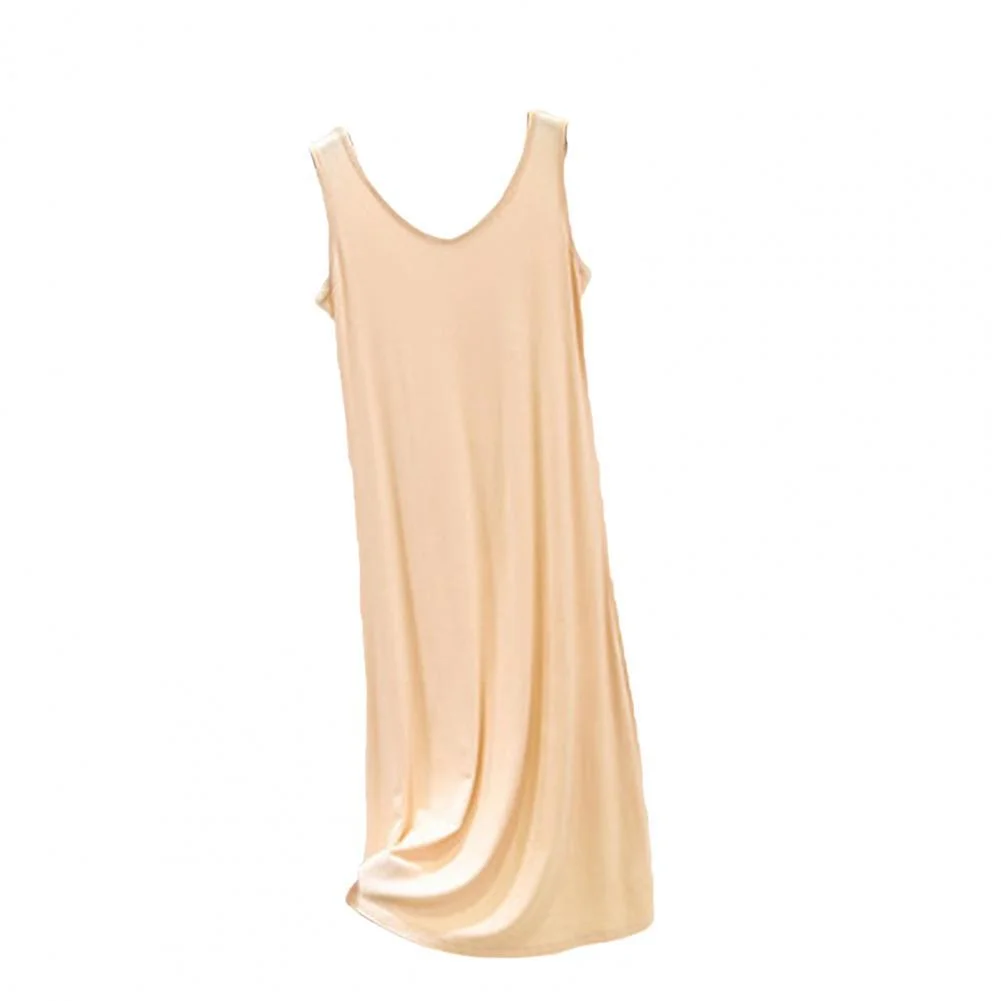 Modal Woman Dress V Neck A-Line Slip Underdress Bottoming Tank Dress Straight Petticoat Woman Intimates Nightdress Sleepwear