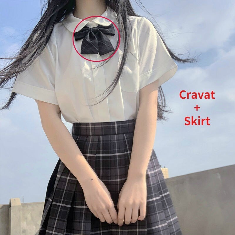 HOUZHOU Kawaii Plaid Skirt Women Harajuku Cute Black High-Waisted Pleated Mini Skirts for Girls Japanese School Uniform Summer